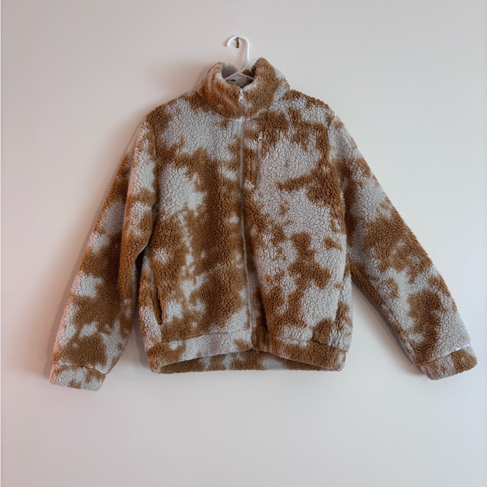 Cozy Brown and Cream Betsy Johnson Sherpa zip up jacket